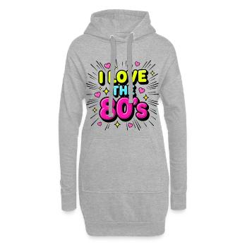 I Love the 80s Neon Retro - Hoodie-Kleid - Grau meliert - Vorne
