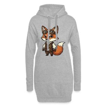 Fox Steampunk Weste Gears Süßer Flieger - Hoodie-Kleid - Grau meliert - Vorne