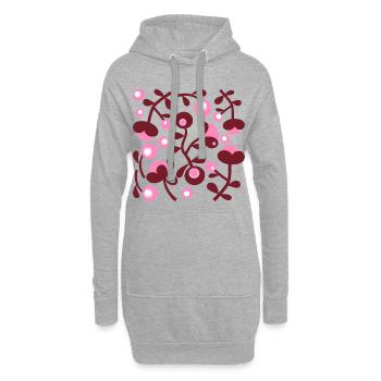 Abstrakte Pfingstrosen L Rose Sorbet Beere Rot Weiß - Hoodie-Kleid - Grau meliert - Vorne