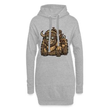 Yak de Transport Steampunk Armure et Bagages - Sweat-shirt à capuche long Femme - gris chiné - Devant