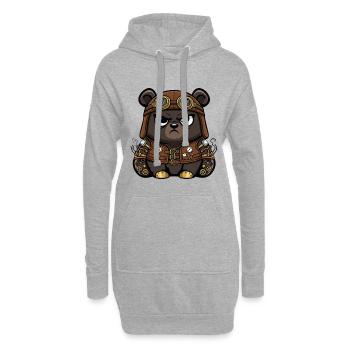 Ours Mécanicien Steampunk Gilet Engrenages - Sweat-shirt à capuche long Femme - gris chiné - Devant