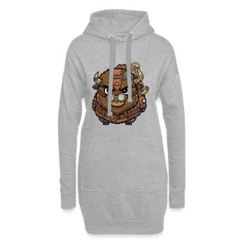 Bison Steampunk Cyborg Rüstungsräder - Hoodie-Kleid - Grau meliert - Vorne