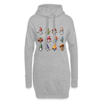 Parade des Gnomes Champignons - Sweat-shirt à capuche long Femme - gris chiné - Devant