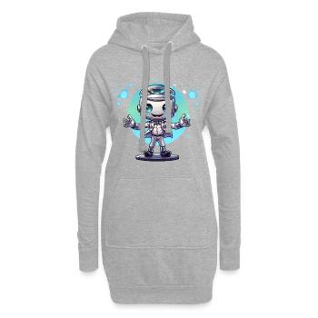 Petit robot spatial en combinaison - Sweat-shirt à capuche long Femme - gris chiné - Devant