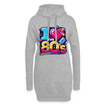 80er Party Retro 80er Party Outfit - Hoodie-Kleid - Grau meliert - Vorne