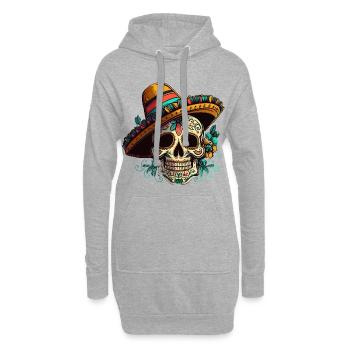 Zuckerschädelblume Dia de Los Muertos - Hoodie-Kleid - Grau meliert - Vorne
