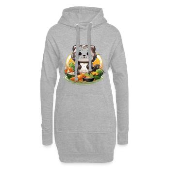 Panda de cuisine au festin - Sweat-shirt à capuche long Femme - gris chiné - Devant