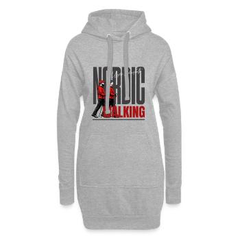 T-shirt de marche nordique - Sweat-shirt à capuche long Femme - gris chiné - Devant