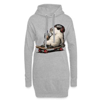 Capybara Skateboard Bubble Tea - Hoodie Dress - heather grey - Front