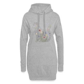 Silhouette de chat fleuri Maman Plante Maman V - Sweat-shirt à capuche long Femme - gris chiné - Devant