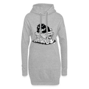 Étudiant Épuisé Sommeil Bureau Livres - Sweat-shirt à capuche long Femme - gris chiné - Devant