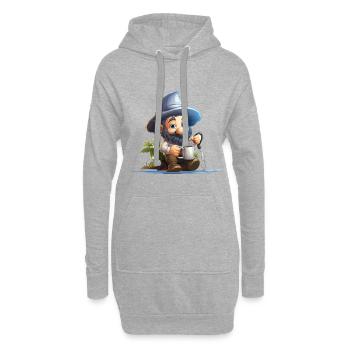 Nain jardinier près de l’eau - Sweat-shirt à capuche long Femme - gris chiné - Devant