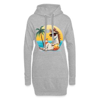 Sunny Beach Llama en vacances - Sweat-shirt à capuche long Femme - gris chiné - Devant