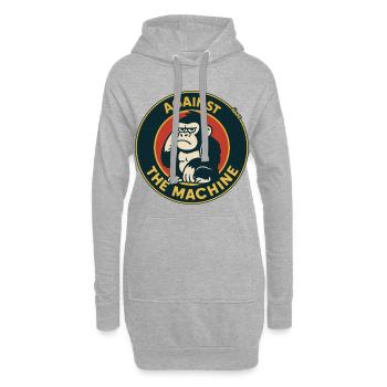 Logo Gorille contre la machine - Sweat-shirt à capuche long Femme - gris chiné - Devant