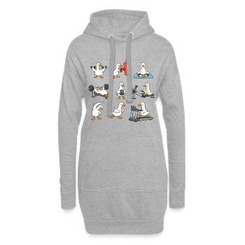 Lustige Fitness-Enten – Cute Workout Duckies - Hoodie-Kleid - Grau meliert - Vorne