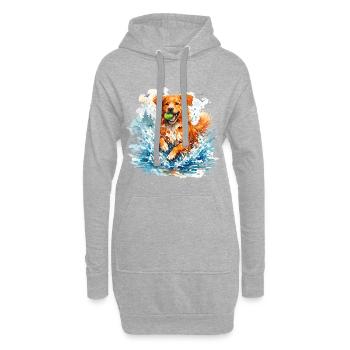 Toller im Swung : Retriever de canard aquarelle - Sweat-shirt à capuche long Femme - gris chiné - Devant