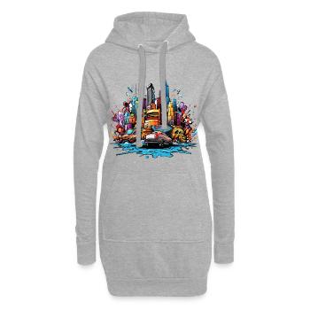 Silhouette urbaine colorée avec voitures - Sweat-shirt à capuche long Femme - gris chiné - Devant