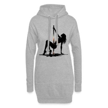 Exotic Pole Dance: Sexy Squat in High Heels Art - Hoodie-Kleid - Grau meliert - Vorne