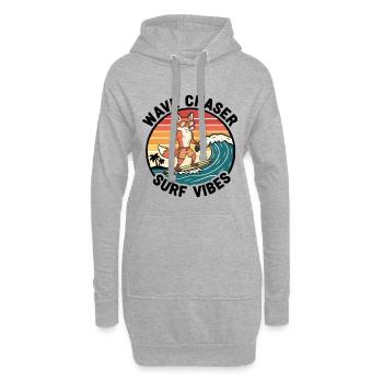 Fox Surfer Wave Chaser Surf-Vibes - Hoodie-Kleid - Grau meliert - Vorne