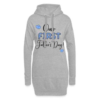 Premier bébé de la fête des pères - Sweat-shirt à capuche long Femme - gris chiné - Devant