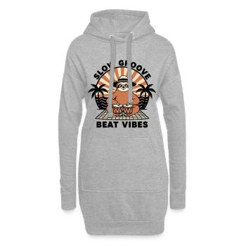 Paresseux Sloth Bongo Slow Groove Beat Vibes - Sweat-shirt à capuche long Femme - gris chiné - Devant