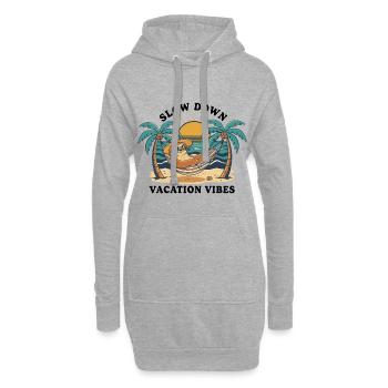 Faultier-Faultier-Hängematte – Slow Down Urlaubsstimmung - Hoodie-Kleid - Grau meliert - Vorne