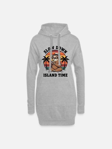 Faultier verlangsamt Inselzeit Kokosnuss-Chill - Hoodie-Kleid - Grau meliert