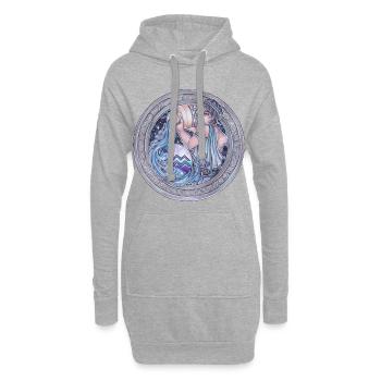 Zodiac Sign Sternzeichen Wassermann Aquarius  - Hoodie-Kleid - Grau meliert - Vorne