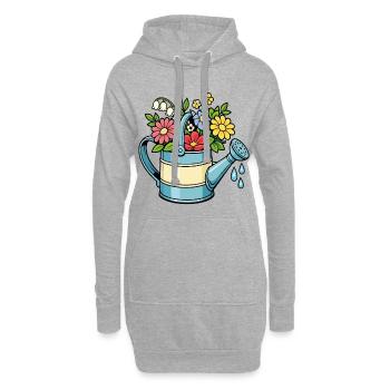 Blütenbewässerung, Gartenblüten im Frühling - Hoodie-Kleid - Grau meliert - Vorne