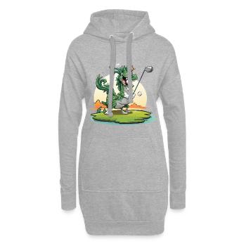 Dragon golfeur au départ - Sweat-shirt à capuche long Femme - gris chiné - Devant