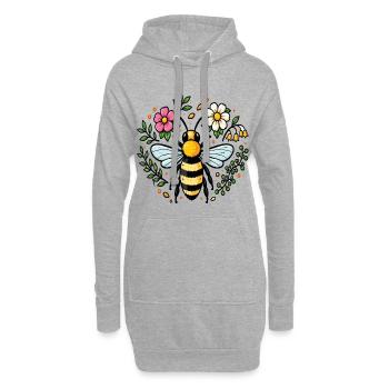 Abeille et fleurs nature jardin - Sweat-shirt à capuche long Femme - gris chiné - Devant