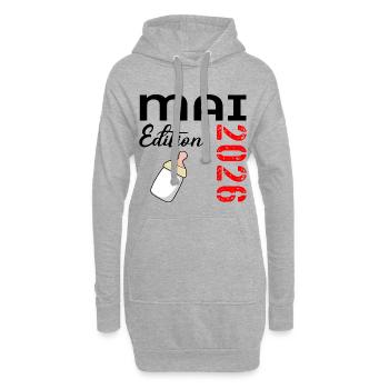 Bébé biologique mai 2026 - Sweat-shirt à capuche long Femme - gris chiné - Devant