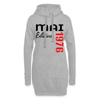 51e anniversaire mai 1976 - Sweat-shirt à capuche long Femme - gris chiné - Devant