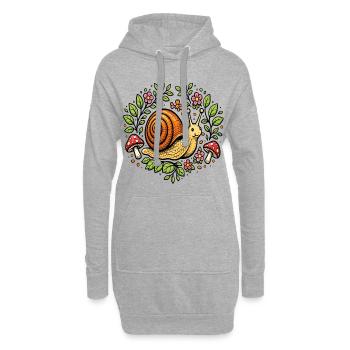 Niedliche Schneckenblumen und -pilze - Hoodie-Kleid - Grau meliert - Vorne
