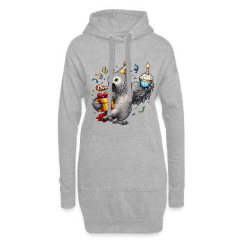 Graupapagei Geburtstag - Hoodie-Kleid - Grau meliert - Vorne
