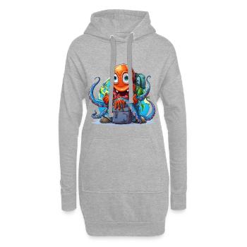 Reise-Oktopus mit Weltkugel - Hoodie-Kleid - Grau meliert - Vorne