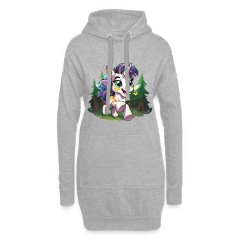 Bunter Waldunikorn im Glück - Hoodie-Kleid - Grau meliert - Vorne