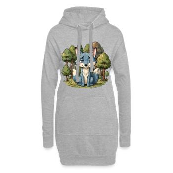 Blauer fuchs tier traurig wald - Hoodie-Kleid - Grau meliert - Vorne