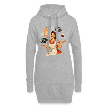 Retro Pin-Up Mama – Multitasking Illustration - Hoodie-Kleid - Grau meliert - Vorne