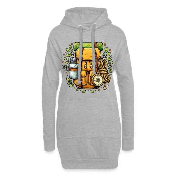 Rucksackwanderung, Wanderung, Camping im Freien - Hoodie-Kleid - Grau meliert - Vorne