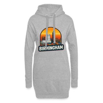 Vintage Birmingham Skyline Retro Sonnenuntergangsdesign - Hoodie-Kleid - Grau meliert - Vorne