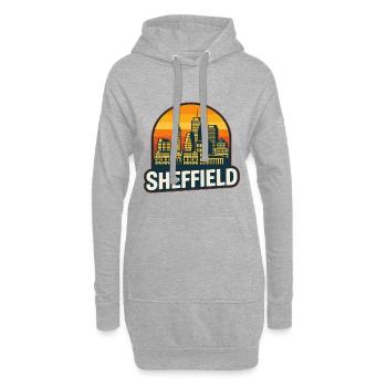 Sheffield Steel City Skyline Retro Sonnenuntergangskunst - Hoodie-Kleid - Grau meliert - Vorne