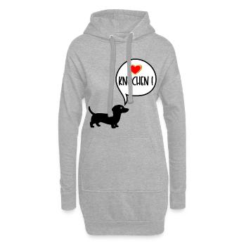 Dackel Hundefutter - Hoodie-Kleid - Grau meliert - Vorne