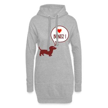 Teckel à os de mâcher - Sweat-shirt à capuche long Femme - gris chiné - Devant