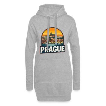 Prager Skyline Retro Sonnenuntergang Vintage-Design - Hoodie-Kleid - Grau meliert - Vorne