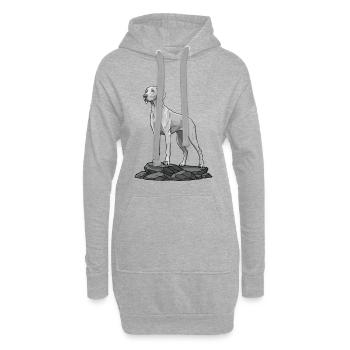 Chien Braque de Weimar sur Rocher Portrait - Sweat-shirt à capuche long Femme - gris chiné - Devant