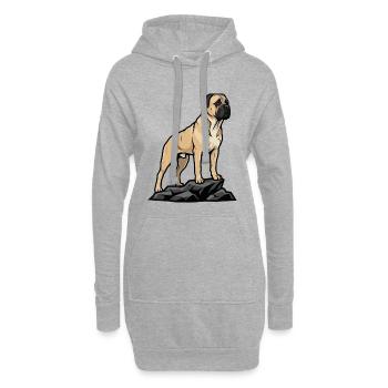 Bullmastiff-Hund auf Felsen Porträt Rehfawn Black - Hoodie-Kleid - Grau meliert - Vorne