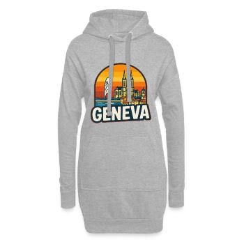 Genève Suisse Retro Sunset Vintage Skyline - Sweat-shirt à capuche long Femme - gris chiné - Devant