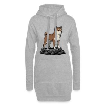 Shiba Inu Hundeporträt Rothaarige Japan - Hoodie-Kleid - Grau meliert - Vorne