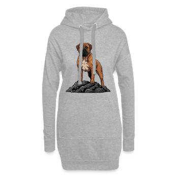 Boerboel Hundeporträt Rehkitzmaske Schwarz - Hoodie-Kleid - Grau meliert - Vorne